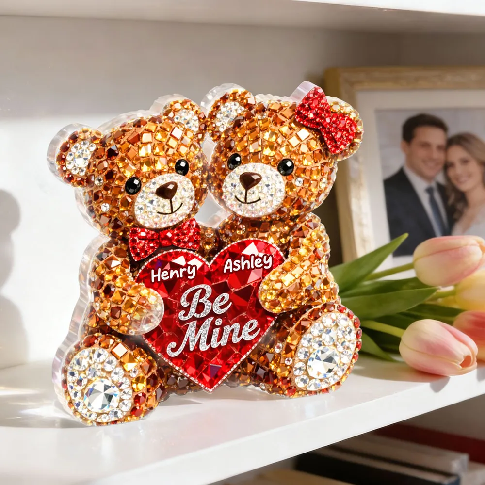 Cute Be Mine Teddy Bear Duo Acrylic Keychain, Personalized Love Charm for Keys or Bag, Sweet Romantic Gift for Couples - Image 3
