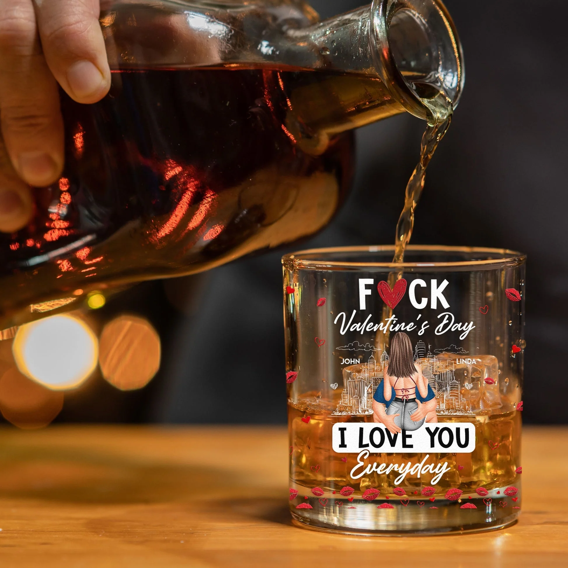 Personalized Whiskey Glass With Cheeky Valentine's Quote, Kissing Couple Design, Unique Gift For Husband Or Boyfriend - Image 5