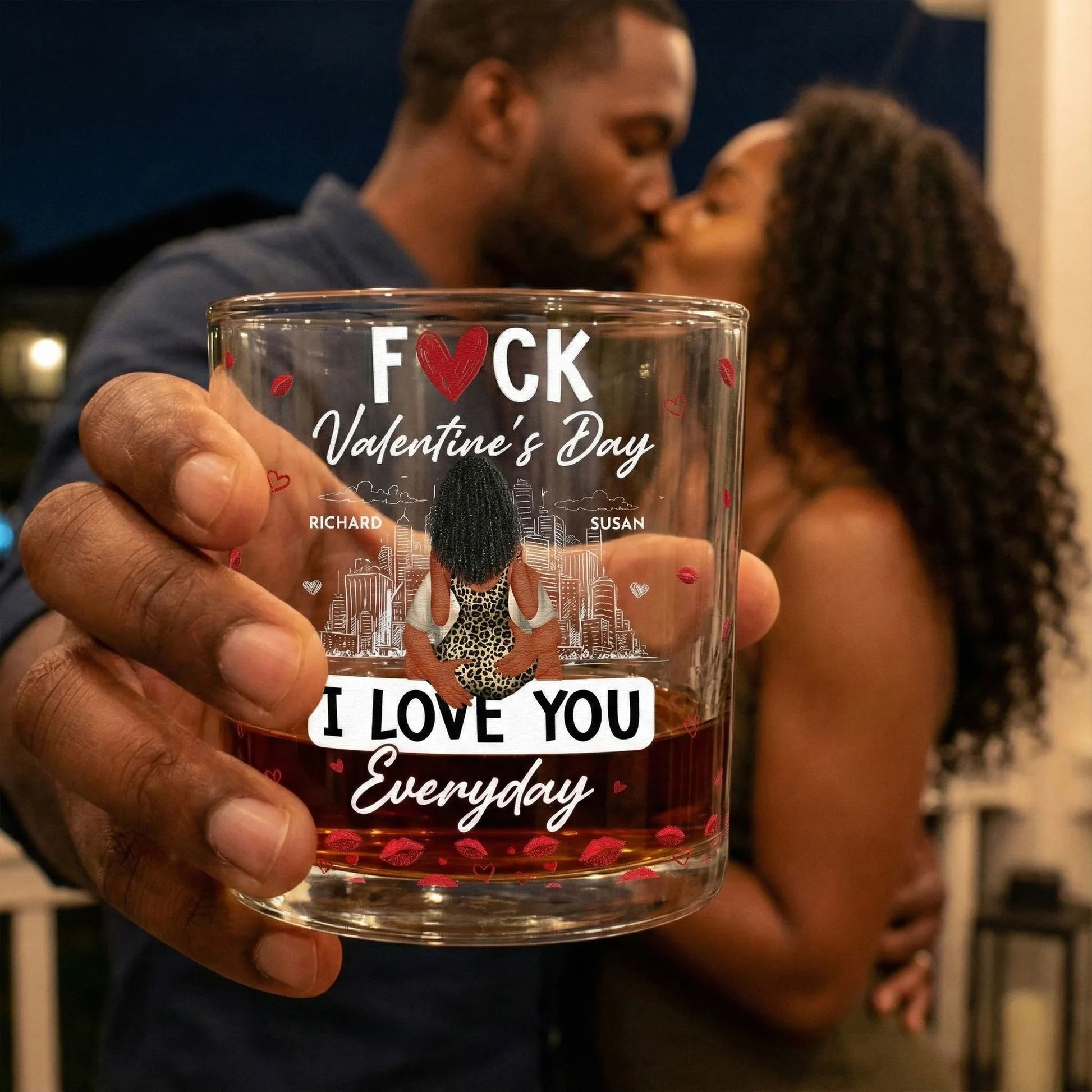 Personalized Whiskey Glass With Cheeky Valentine's Quote, Kissing Couple Design, Unique Gift For Husband Or Boyfriend - Image 6