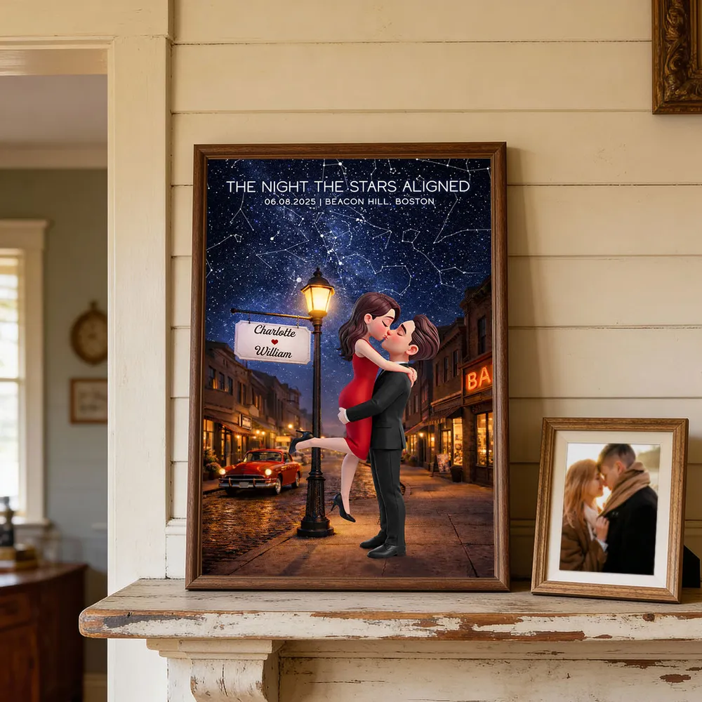 Personalized Star Map Couple Kissing Poster for Anniversary Decor, Night the Stars Aligned, Unique Gift for Couple - Image 4