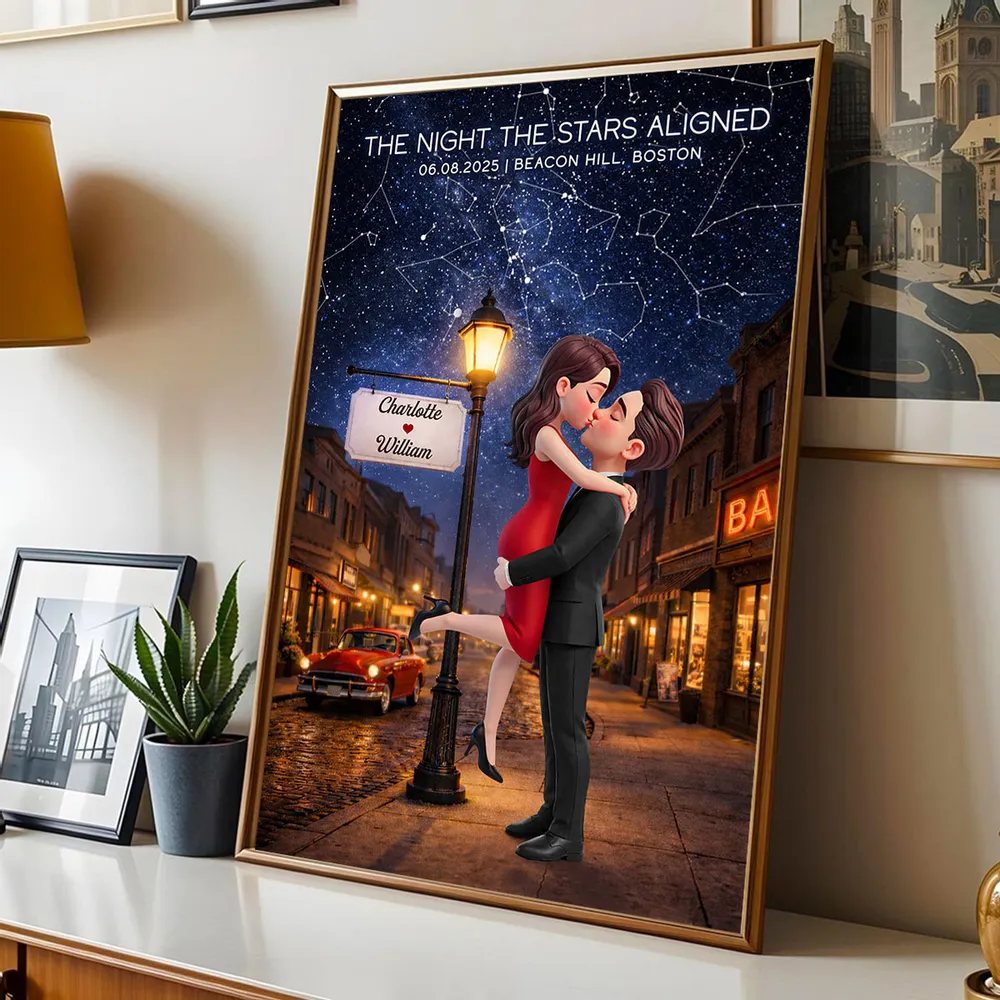 Personalized Star Map Couple Kissing Poster for Anniversary Decor, Night the Stars Aligned, Unique Gift for Couple - Image 7