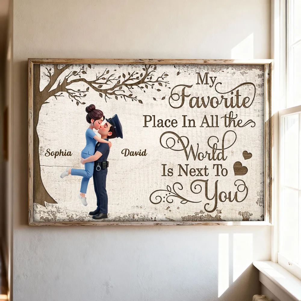 Personalized Couple Hugging Poster Wall Art Under Tree Romantic Home Decor - Unique Gift For Wife Or Husband - Image 3