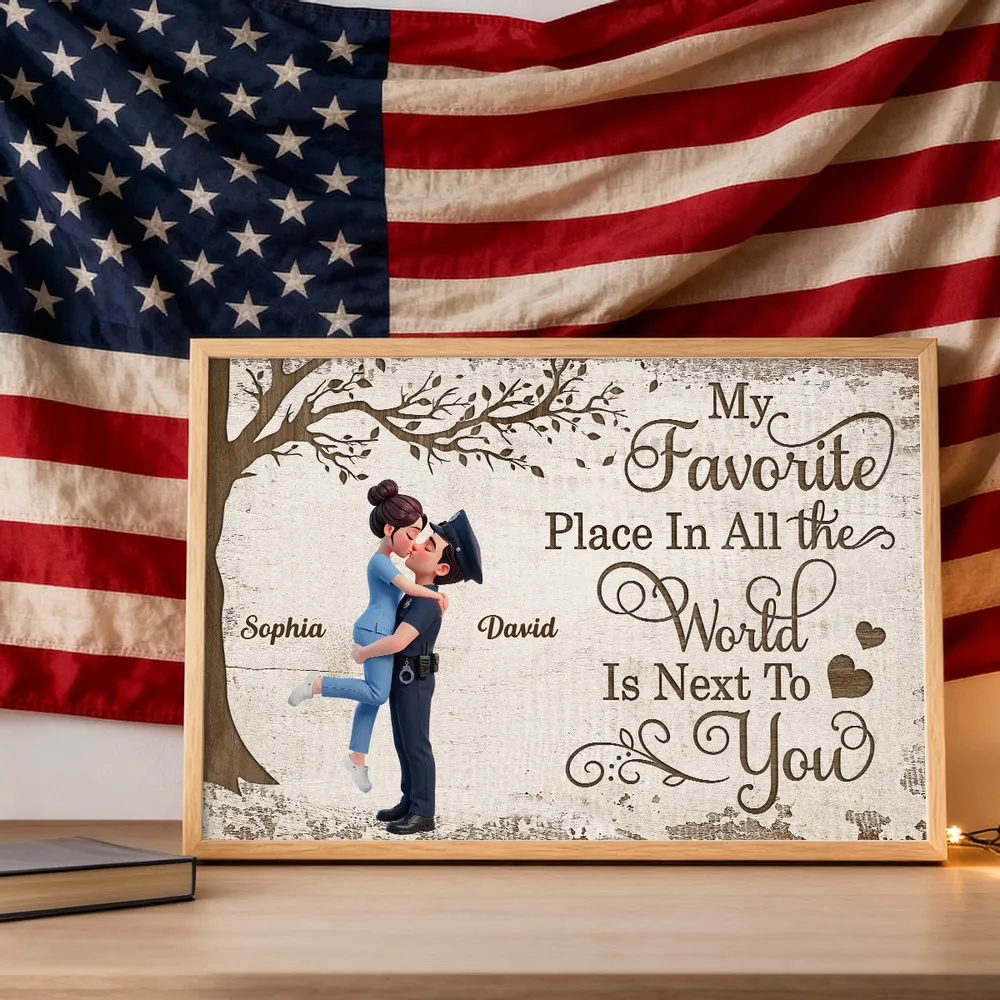 Personalized Couple Hugging Poster Wall Art Under Tree Romantic Home Decor - Unique Gift For Wife Or Husband - Image 4