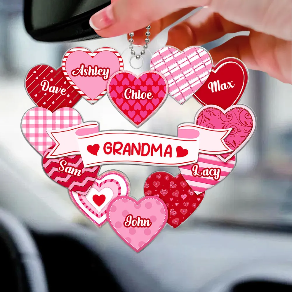 Grandma Sweethearts Acrylic Car Hanger, Personalized Heart Mirror Charm for Daily Smiles, Thoughtful Gift for Grandma - Image 4