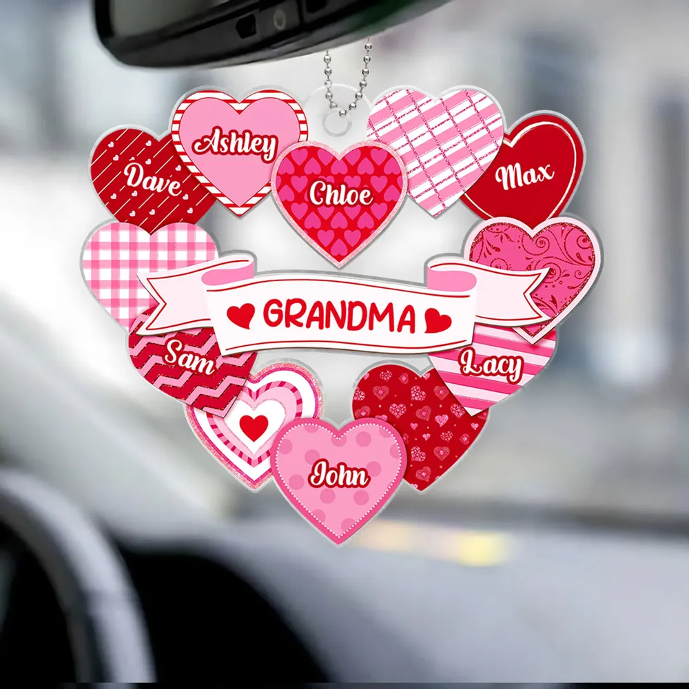 Grandma Sweethearts Acrylic Car Hanger, Personalized Heart Mirror Charm for Daily Smiles, Thoughtful Gift for Grandma - Image 5