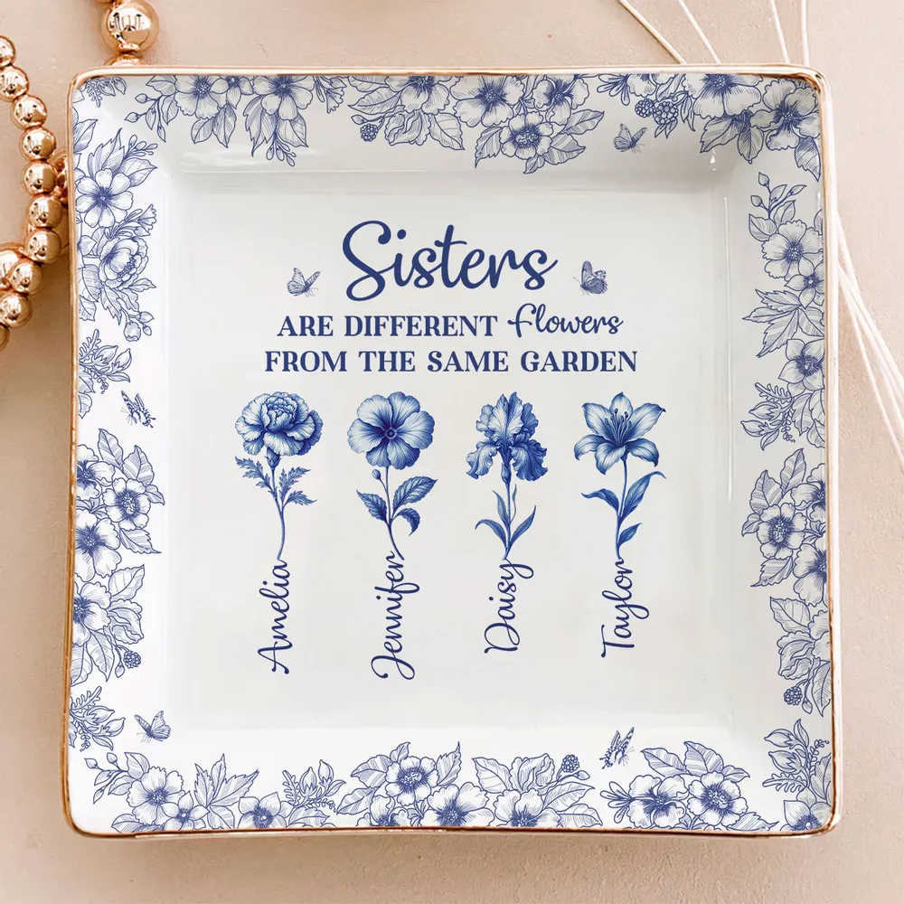 Personalized Sisters Jewelry Dish, Custom Floral Vanity Decor, Unique Gift for Sister, Sweet Daily Keepsake - Image 5