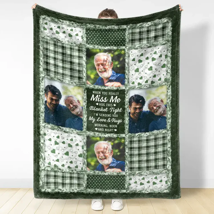 Custom Photo Collage Fleece Blanket Miss Me Hug This Blanket Tight - Heartwarming Keepsake Gift For Family - Image 6