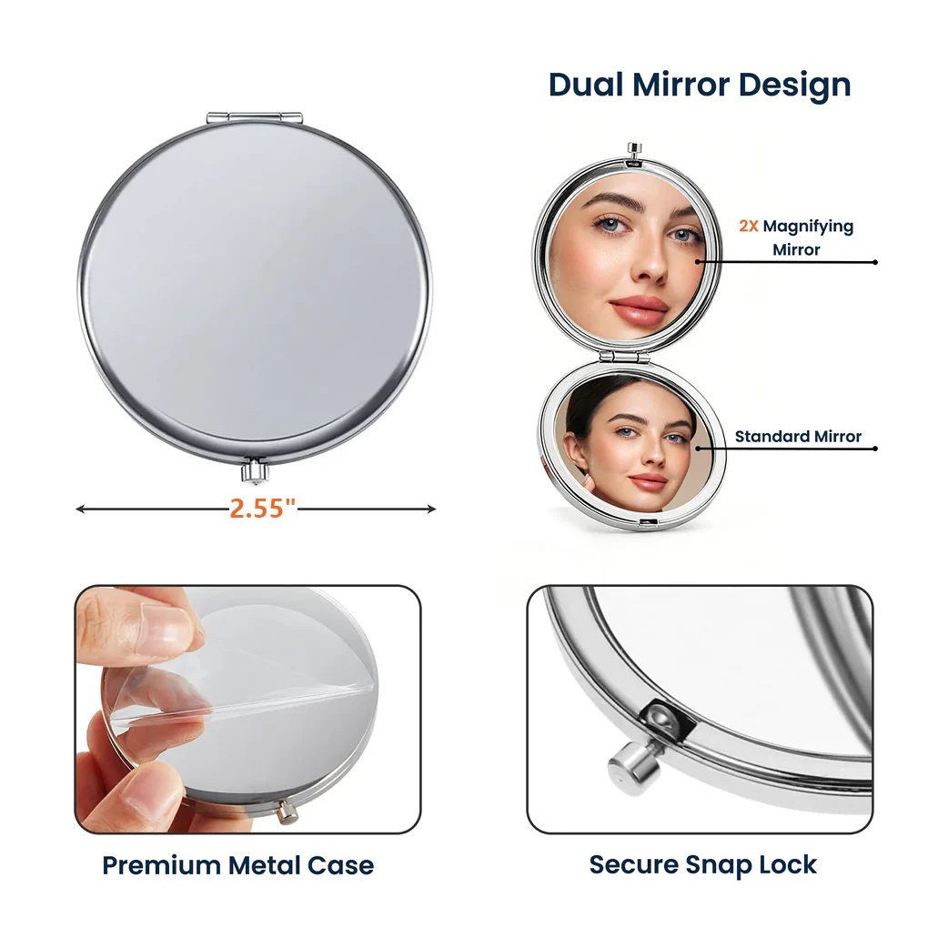 Mother & Daughter Forever Linked Together Metal Compact Mirror, Personalized Floral Pocket Mirror, Sweet Everyday Gift for Mom - Image 4