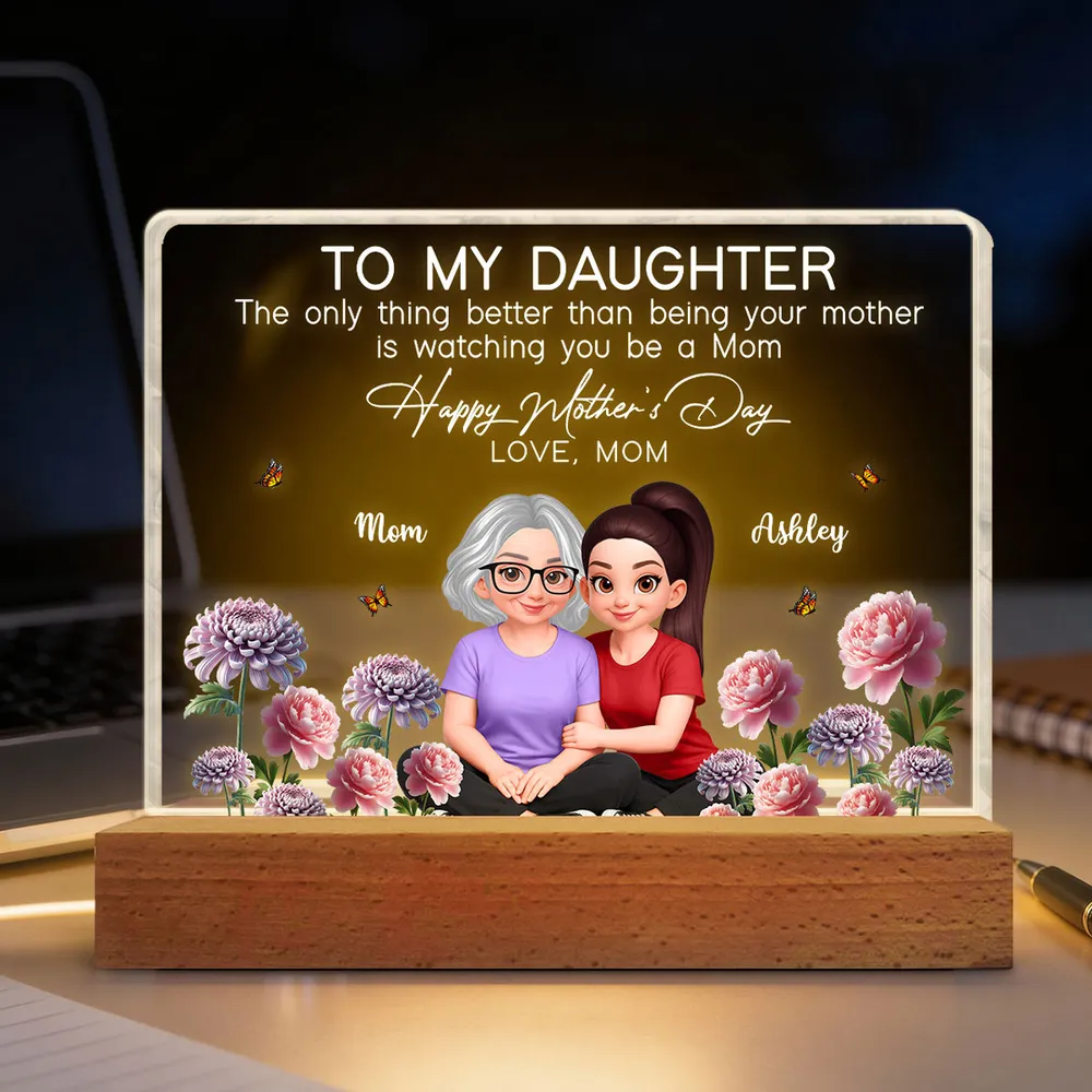 Personalized Block LED Light Plaque, To My Daughter Mother's Day Message, Cozy Bedside Decor, Unique Gift From Mom - Image 2