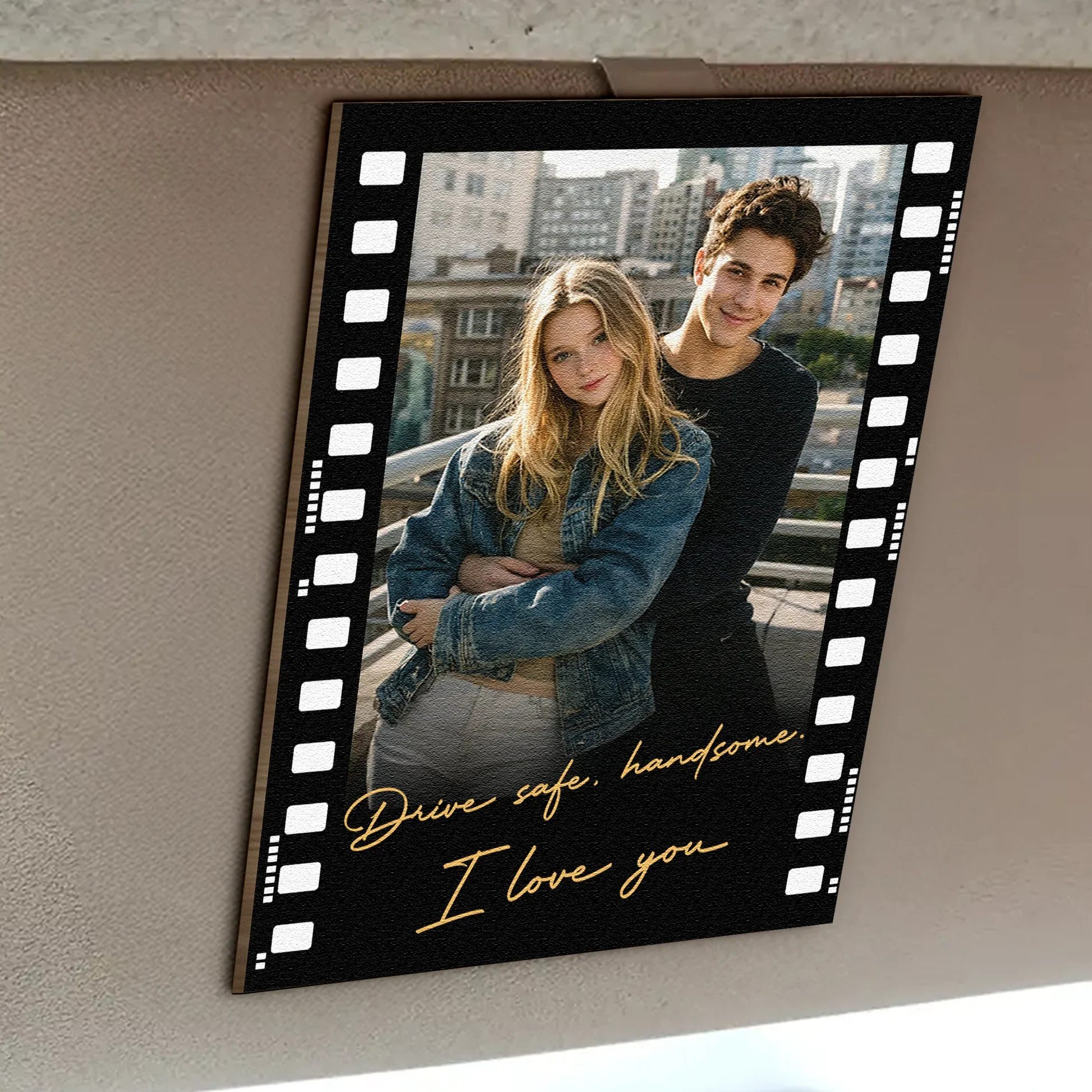 Wooden Car Hanger Personalized Photo Film Strip, Romantic Couple Keepsake for the Rearview Mirror, Thoughtful Gift for Partner - Image 3