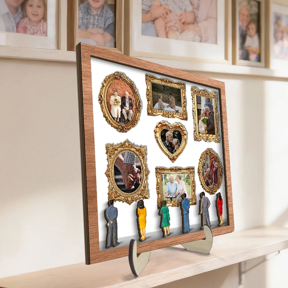 Personalized 2-Layer Wooden Plaque Photo Gallery Collage, museum-style love story display, unique gift for a couple - Image 2