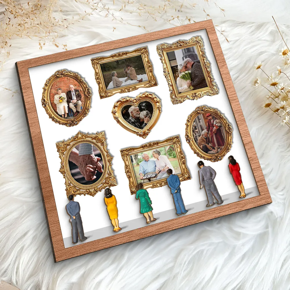 Personalized 2-Layer Wooden Plaque Photo Gallery Collage, museum-style love story display, unique gift for a couple - Image 5