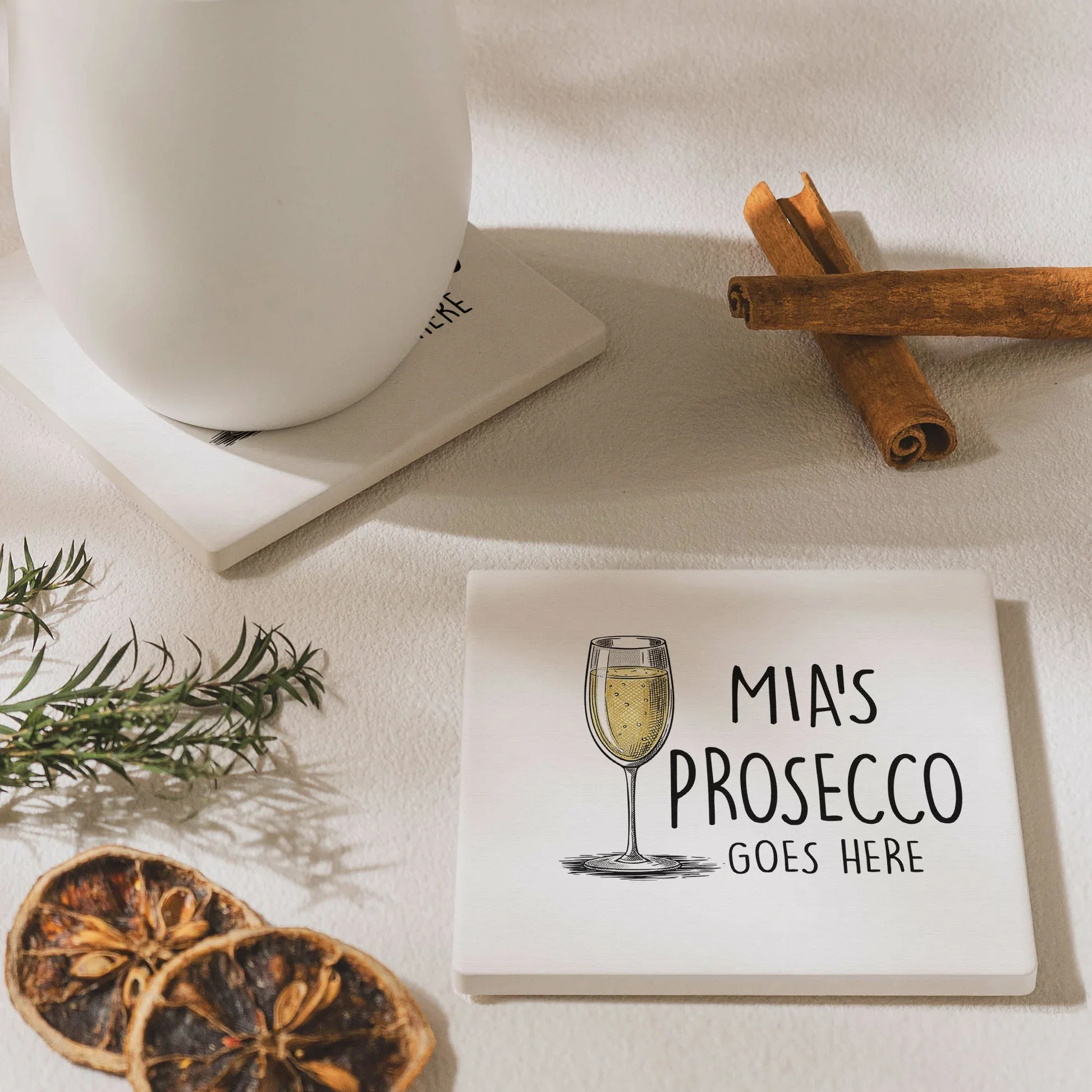 Personalized Round Ceramic Coaster with Custom Drink Text and Cocktail Illustration, Funny Bar Cart Decor, Unique Gift for Him or Her - Image 8
