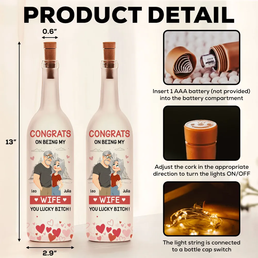 Personalized Bottle Lamp with Funny Girlfriend Cartoon, Warm Glow Bedroom Accent, Unique Gift for Girlfriend - Image 4