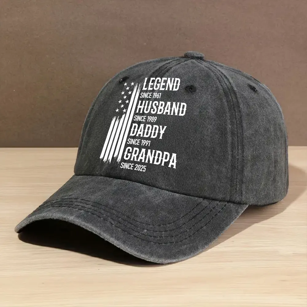 Washed Denim Baseball Cap, Personalized Legend Husband Dad Grandpa Design, Everyday Vintage Look, Creative Gift - Image 2