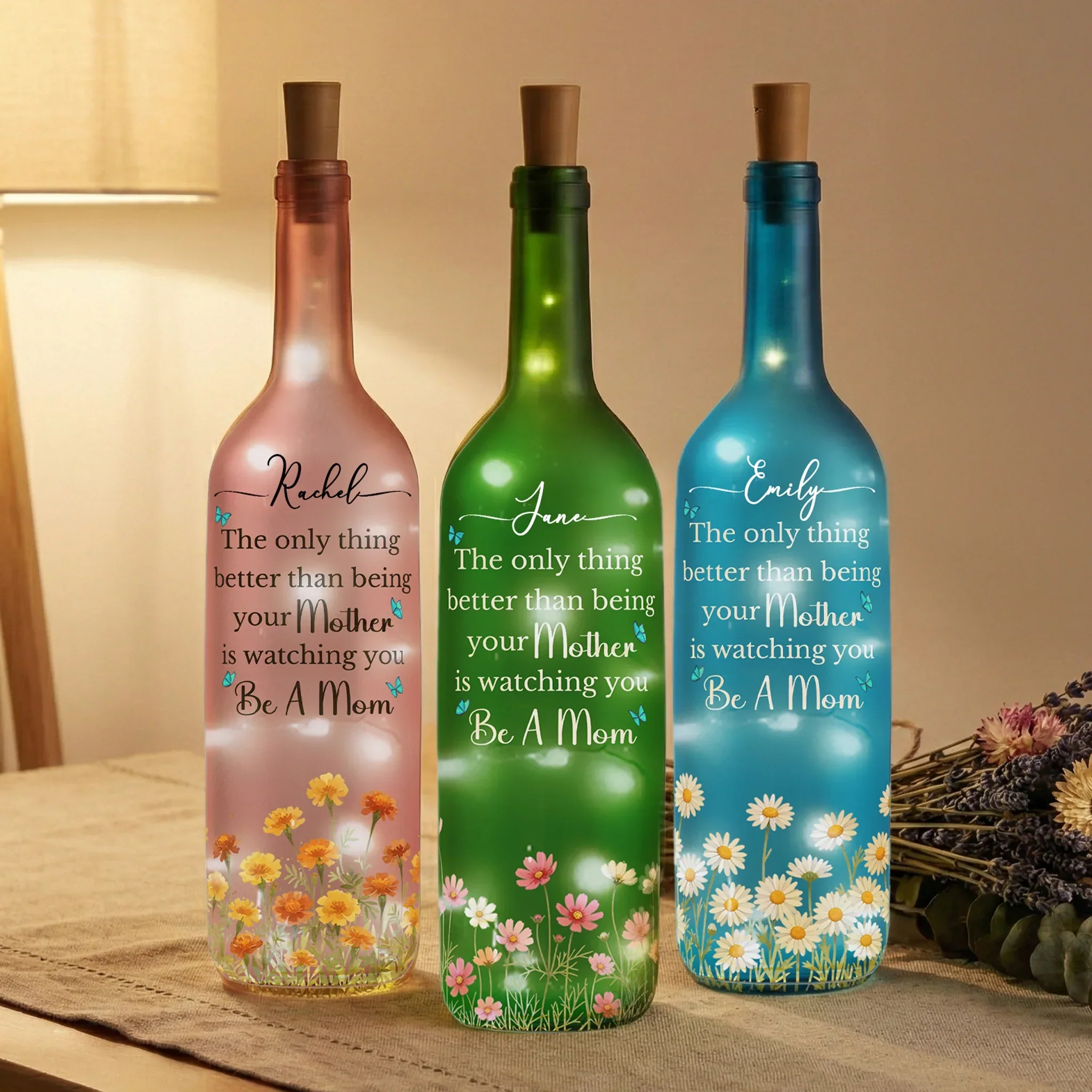 The Only Thing Better Than Being Your Mother Personalized Bottle Lamp, Soft Warm Ambient Light, Thoughtful Gift for Mom - Image 5