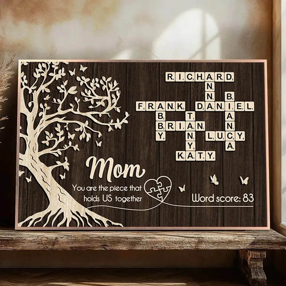 Mom You Are the Piece That Holds Us Together Poster, Personalized Crossword Keepsake, Heartwarming Gift for Mom - Image 4