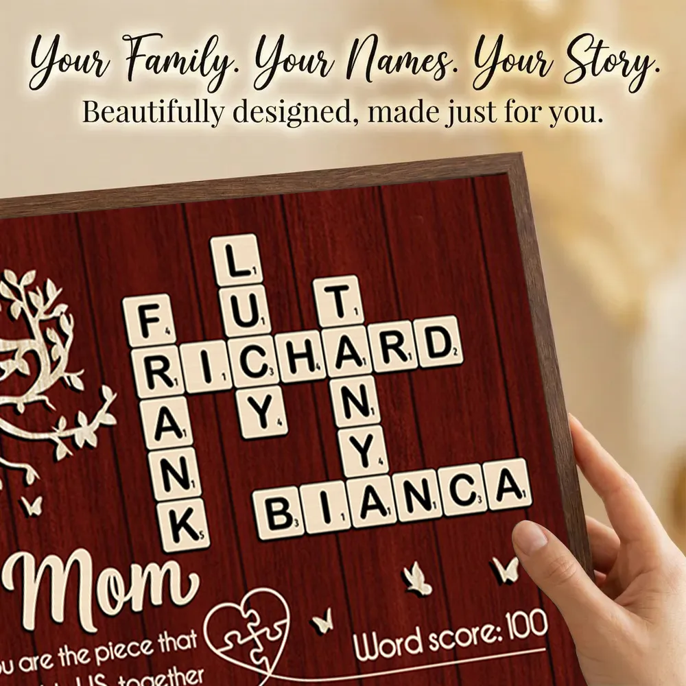 Mom You Are the Piece That Holds Us Together Poster, Personalized Crossword Keepsake, Heartwarming Gift for Mom - Image 5