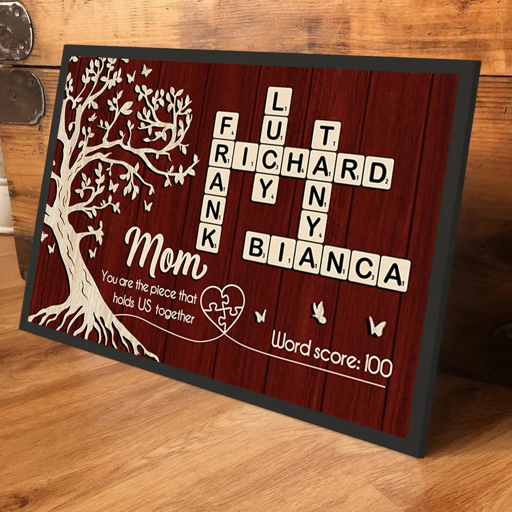 Mom You Are the Piece That Holds Us Together Poster, Personalized Crossword Keepsake, Heartwarming Gift for Mom - Image 6