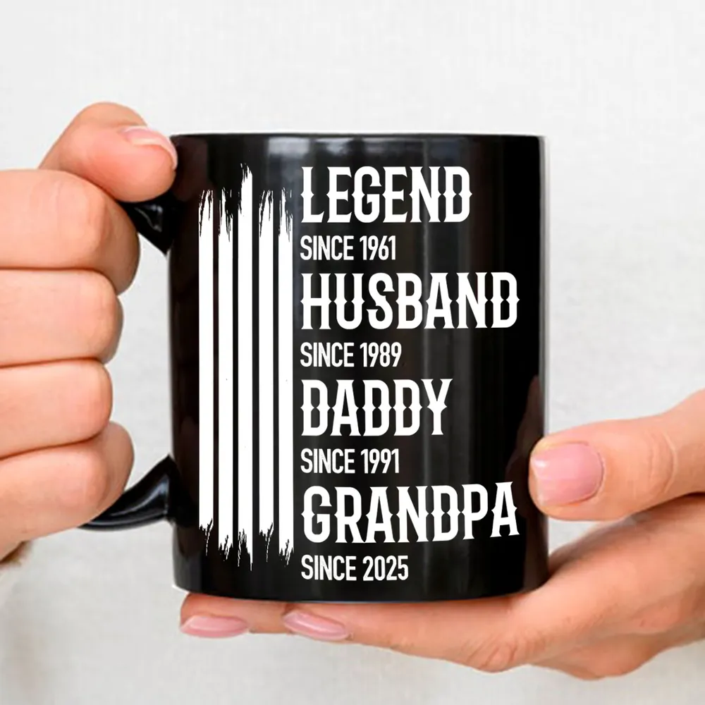 Personalized Full Color Mug Legend Husband Daddy Grandpa Quote, Bold Black Coffee Time Gift for Dad or Grandpa - Image 3