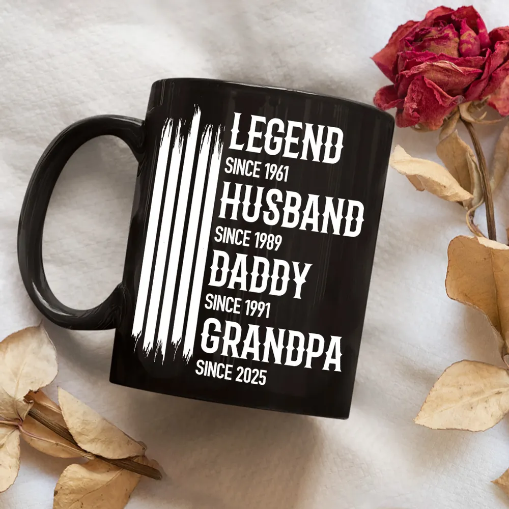 Personalized Full Color Mug Legend Husband Daddy Grandpa Quote, Bold Black Coffee Time Gift for Dad or Grandpa - Image 4