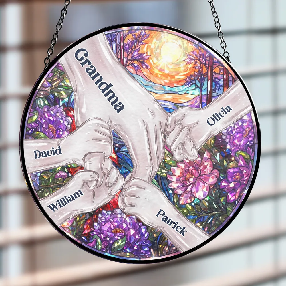 Hold Our Hands And Our Hearts 2 - Personalized Custom Window Hanging Suncatcher - Image 5