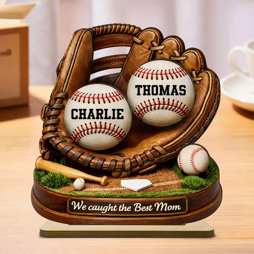 2-Layer Wooden Plaque Sports Mom Keepsake with Baseball Glove Scene, Unique Creative Gift for Mom - Image 5