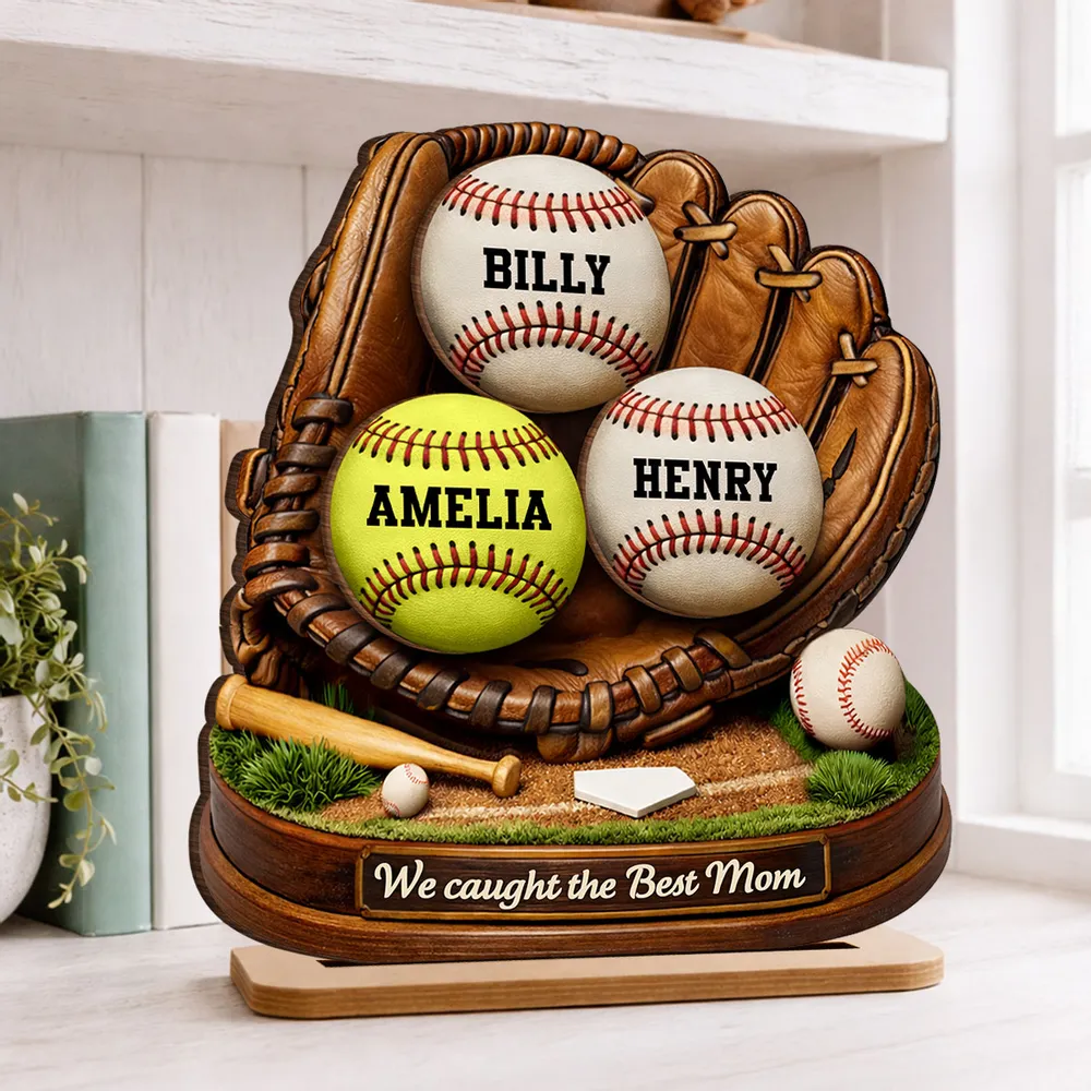 2-Layer Wooden Plaque Sports Mom Keepsake with Baseball Glove Scene, Unique Creative Gift for Mom - Image 6