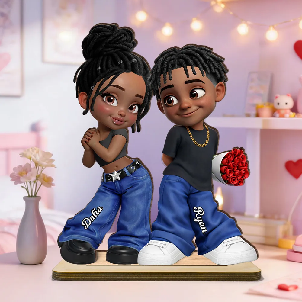 Personalized 2-Layer Wooden Plaque Y2K Style Couple Holding Roses, Unique Gift for Him or Her, Sweet Romantic Desk Decor - Image 8