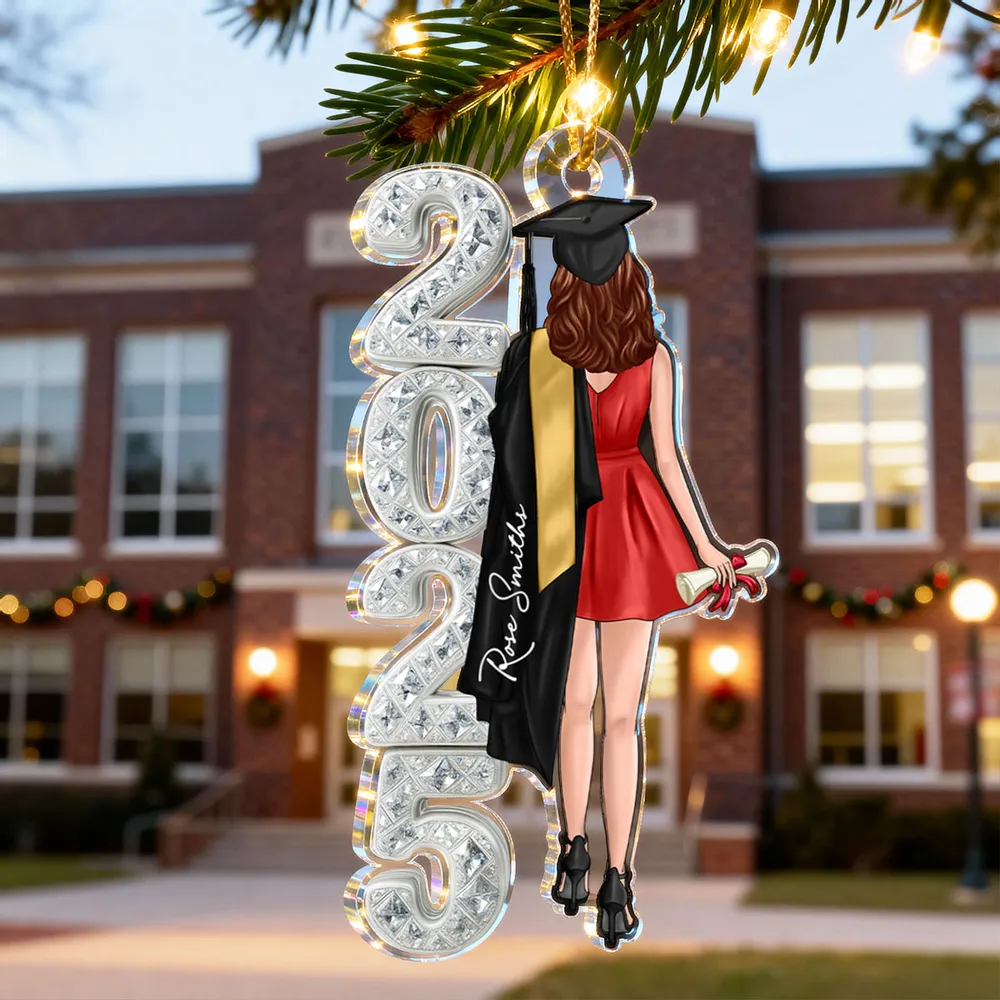 Acrylic Ornament for Graduation Memories, Personalized Year Design with Cap and Diploma, Heartwarming Unique Gift for Students - Image 2