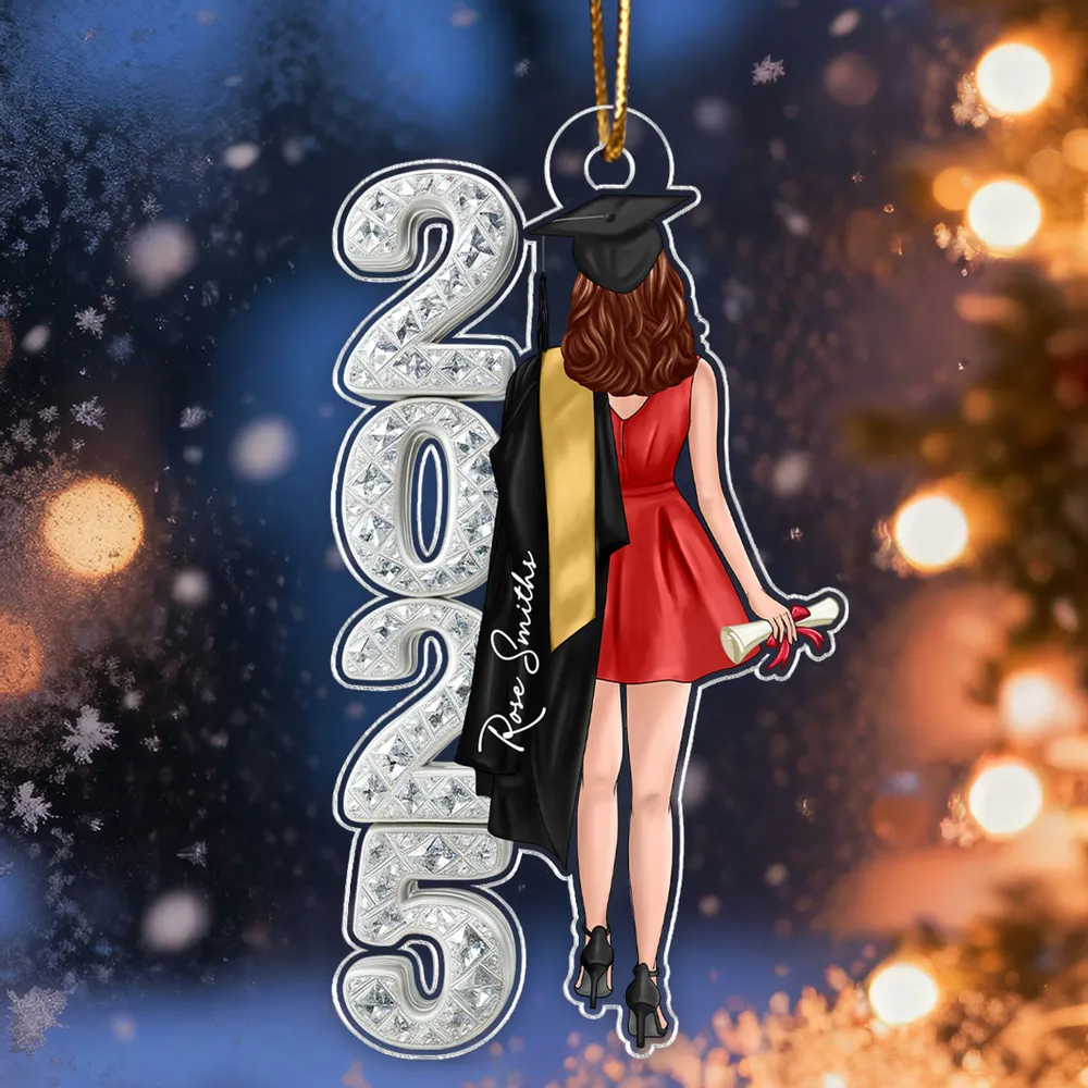 Acrylic Ornament for Graduation Memories, Personalized Year Design with Cap and Diploma, Heartwarming Unique Gift for Students - Image 8