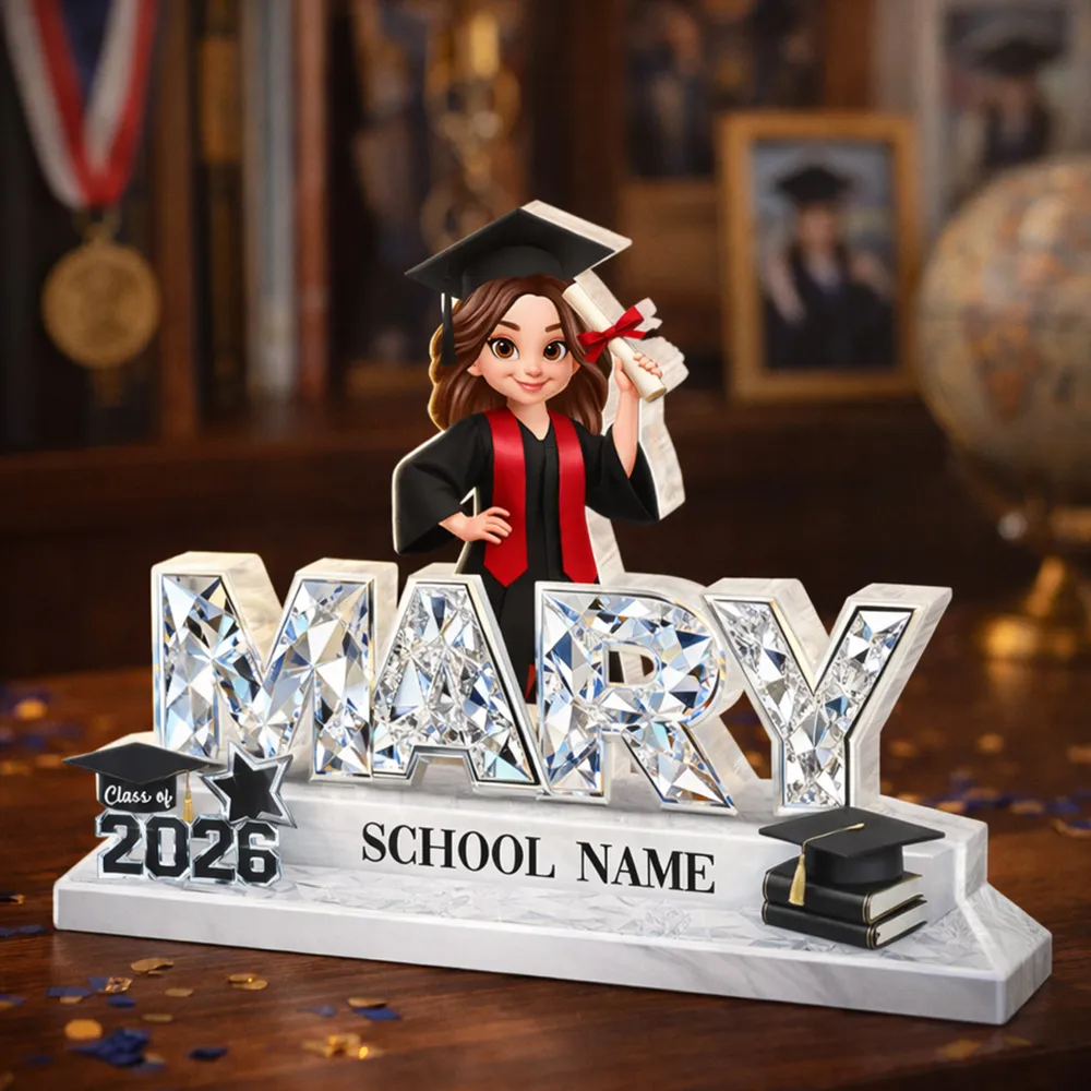 Personalized Shaped Acrylic Block Plaque Graduation Shelf Decor, Class of 2026 Name Display, Unique Gift for Grads - Image 2