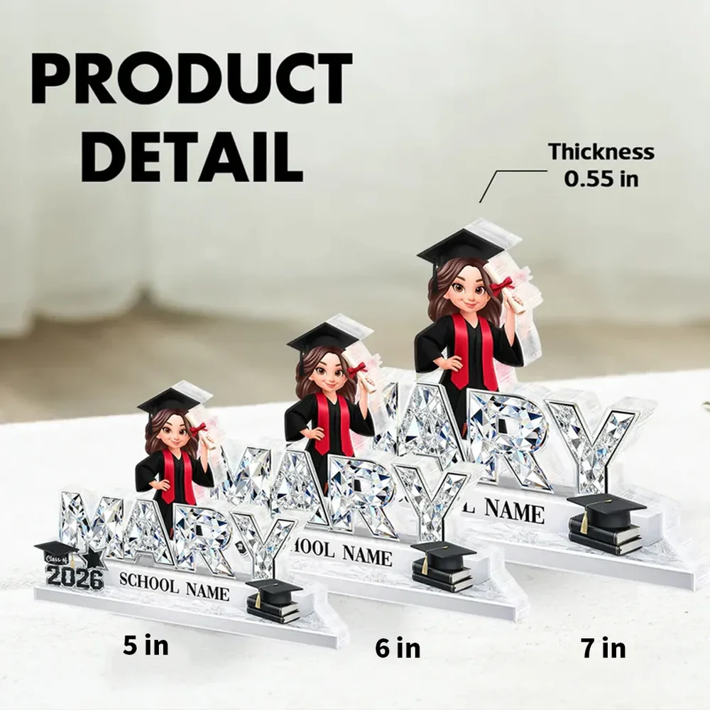 Personalized Shaped Acrylic Block Plaque Graduation Shelf Decor, Class of 2026 Name Display, Unique Gift for Grads - Image 4
