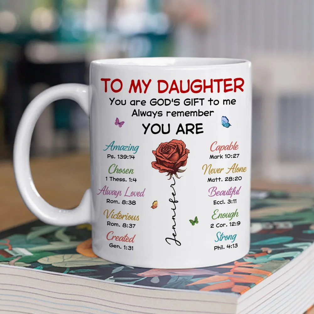 To My Daughter You Are God's Gift Ceramic Mug, Personalized Name Coffee Mug, Faith Inspired Daily Reminder Gift - Image 2