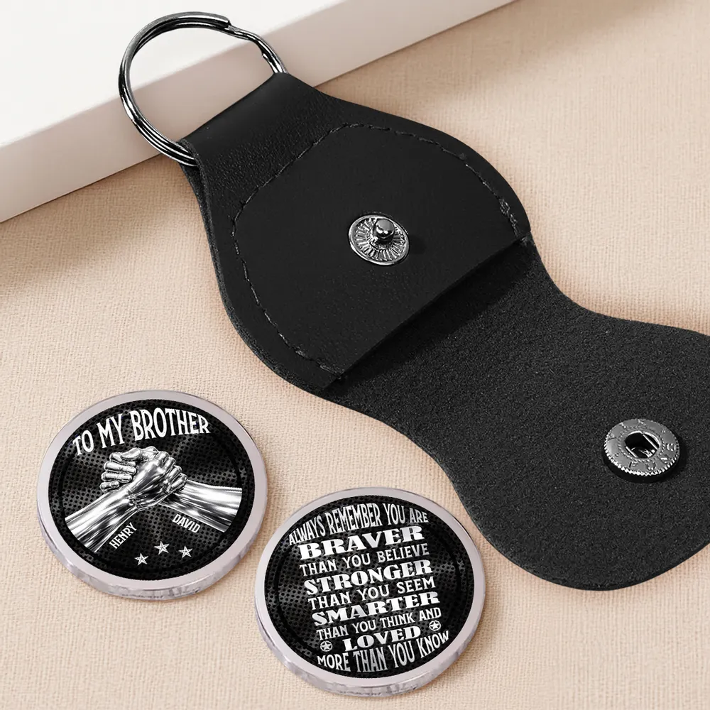 Pocket Hug for Brother with Brave Stronger Smarter Loved Quote, Personalized Keepsake Gift, Small Comfort Token to Carry Daily - Image 2