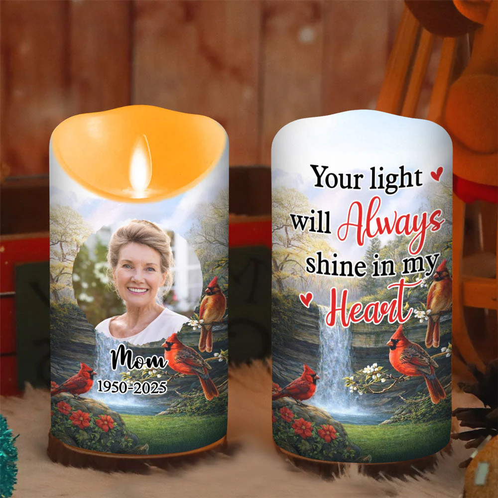 Personalized Flameless LED Candle with Photo and Memorial Quote, Peaceful Warm Glow, Unique Remembrance Gift - Image 3