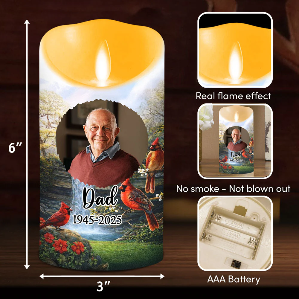Personalized Flameless LED Candle with Photo and Memorial Quote, Peaceful Warm Glow, Unique Remembrance Gift - Image 4
