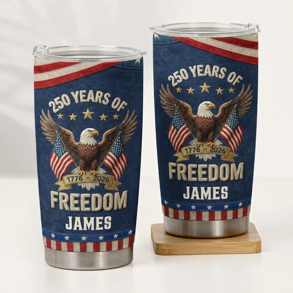USA 250th Anniversary Insulated Travel Tumbler Patriotic Eagle & Flags Design Unique Gift for Veterans, Dad, or Him - Image 2