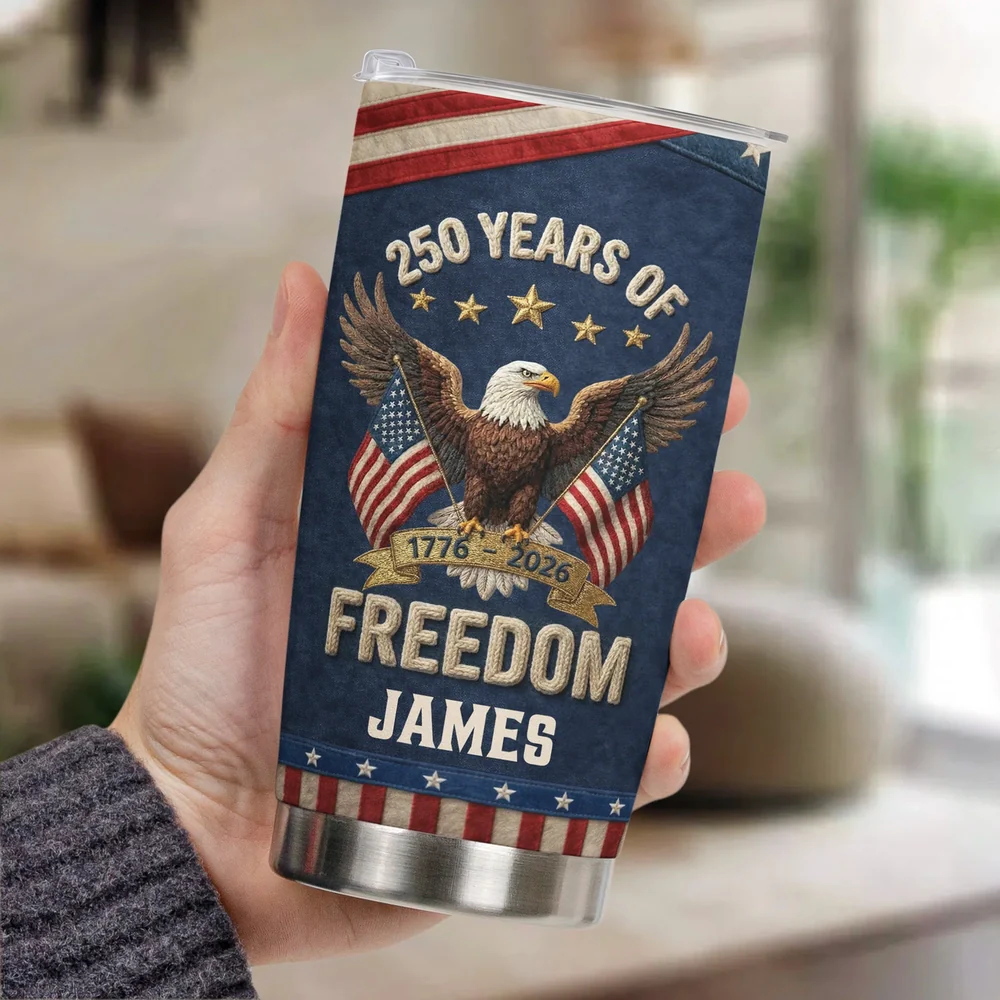 USA 250th Anniversary Insulated Travel Tumbler Patriotic Eagle & Flags Design Unique Gift for Veterans, Dad, or Him - Image 3