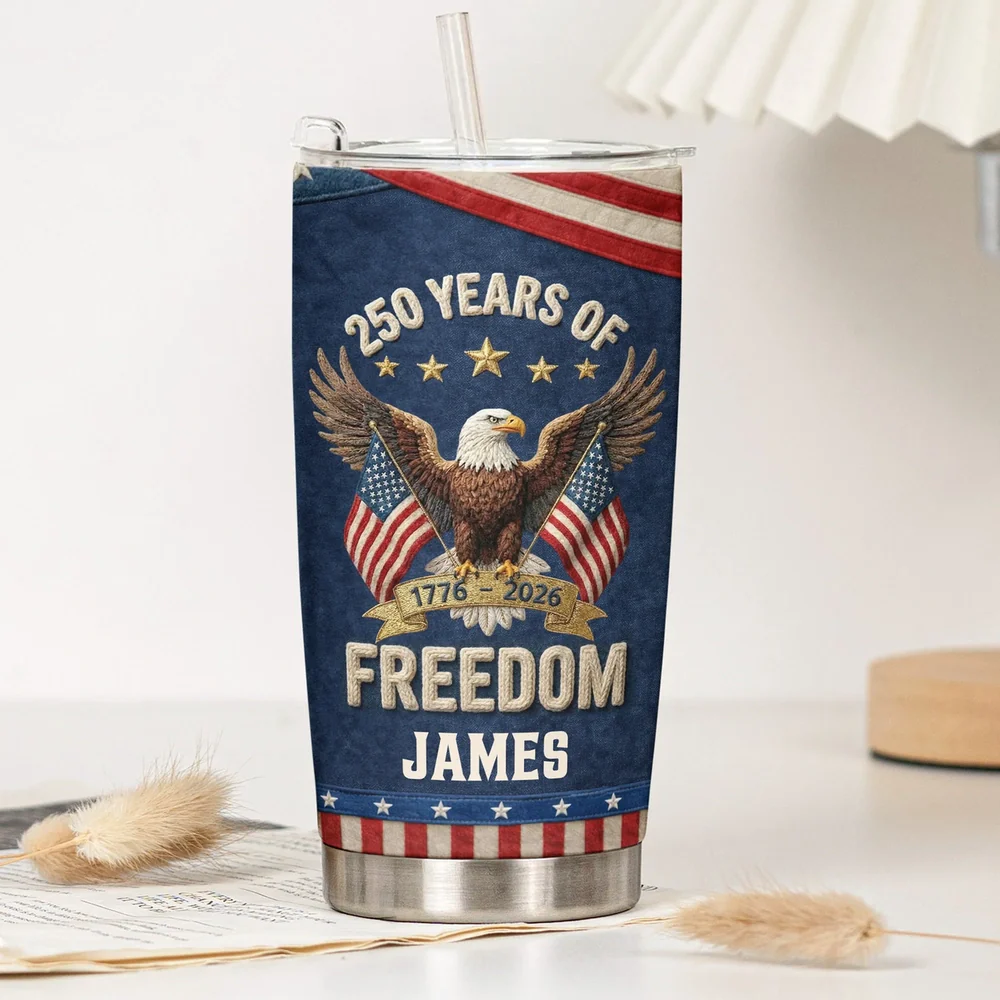 USA 250th Anniversary Insulated Travel Tumbler Patriotic Eagle & Flags Design Unique Gift for Veterans, Dad, or Him - Image 6