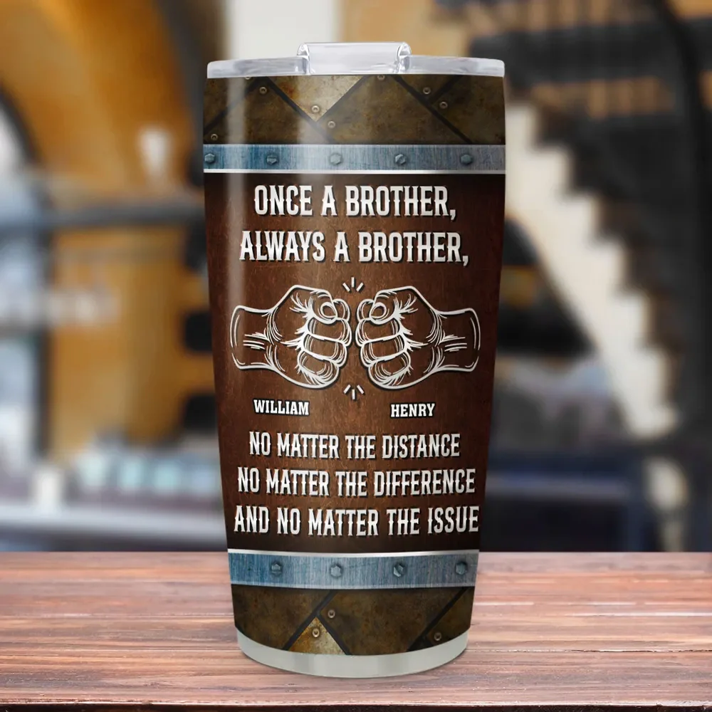 Personalized Insulated Travel Tumbler Once A Brother Always A Brother Gift for Brother, Fist Bump Design - Image 3