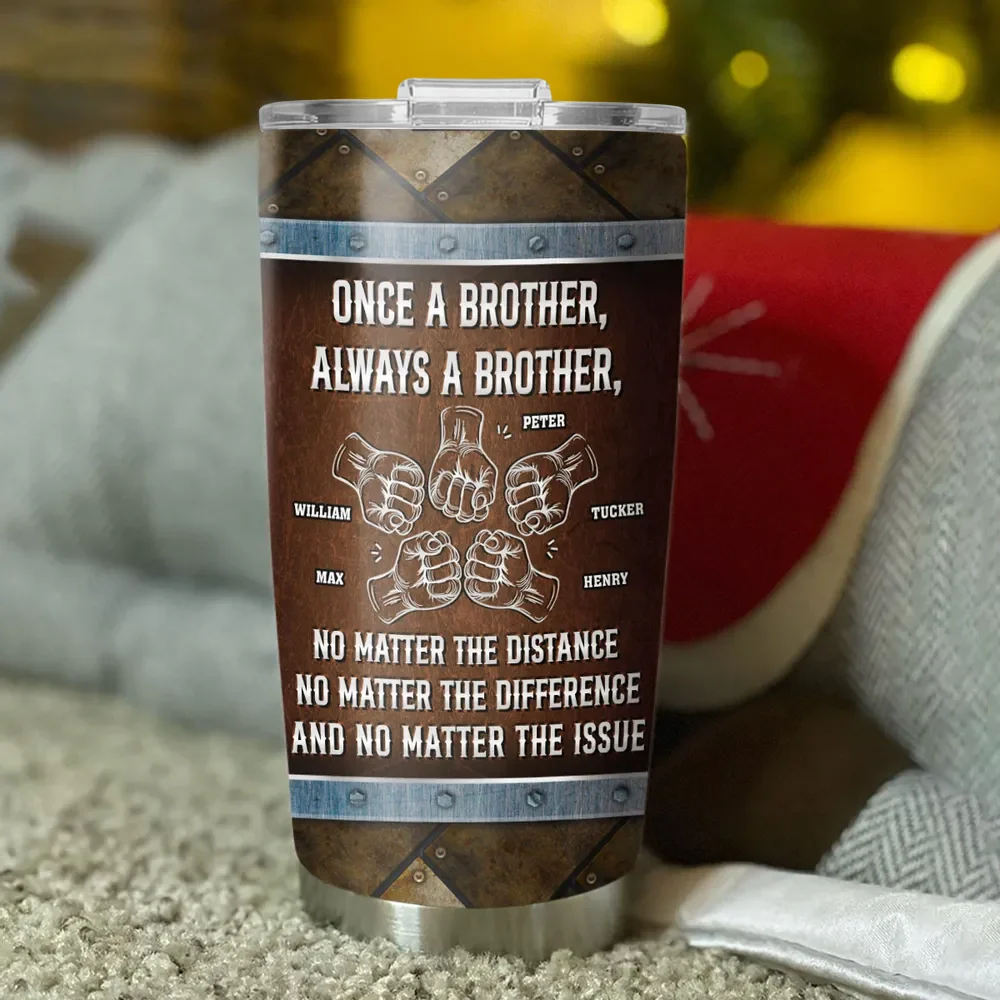 Personalized Insulated Travel Tumbler Once A Brother Always A Brother Gift for Brother, Fist Bump Design - Image 5