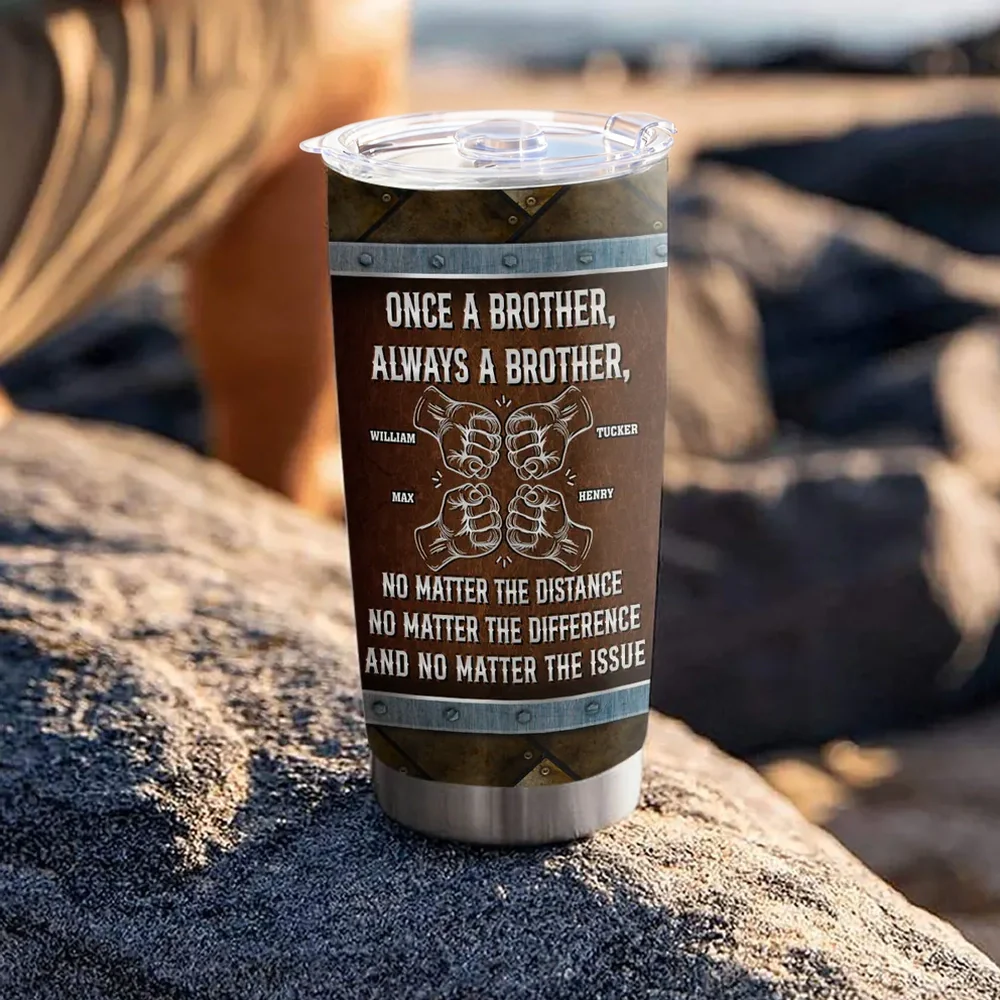 Personalized Insulated Travel Tumbler Once A Brother Always A Brother Gift for Brother, Fist Bump Design - Image 6