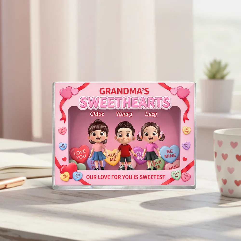 Personalized Rectangle Acrylic Block Plaque for Grandma, Sweet Grandkids Candy Hearts Design, Unique Gift for Her - Image 6