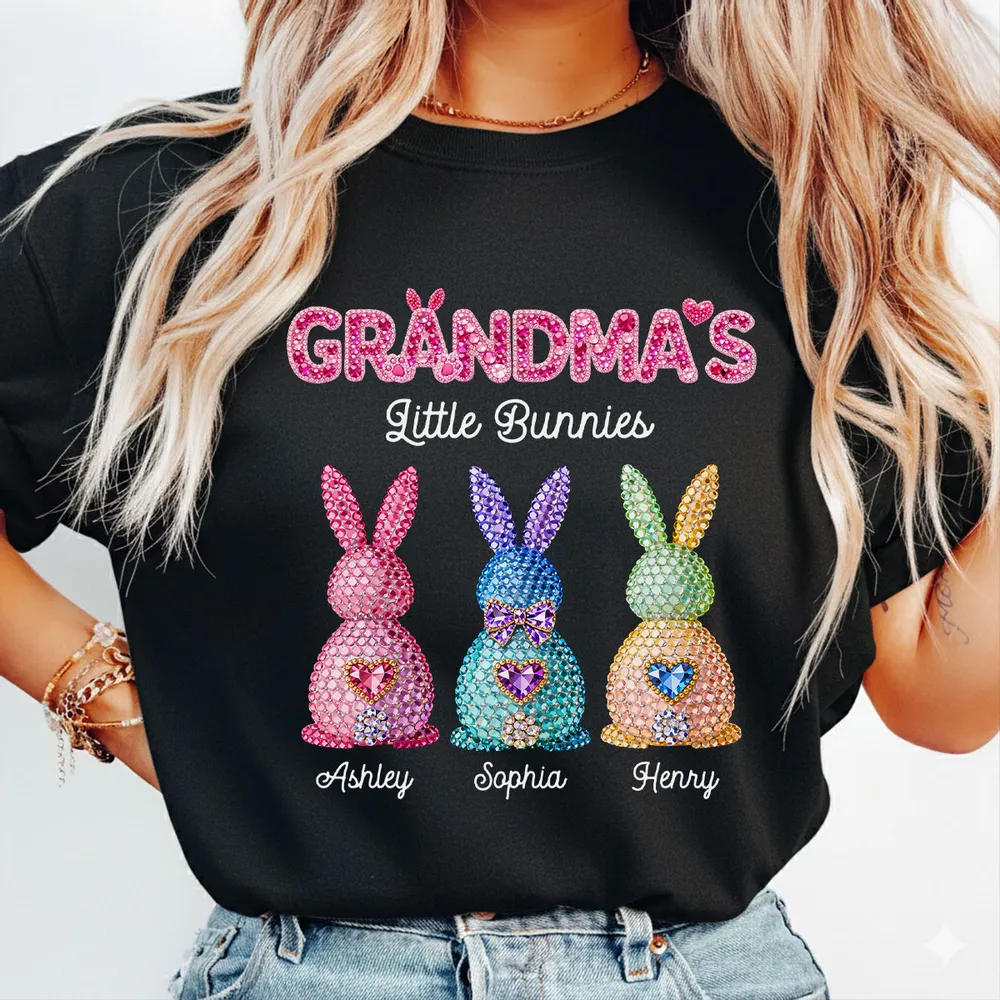 Personalized Grandma's Little Bunnies Classic Tee, Sparkly Easter Bunny Design, Unique Gift for Grandma - Image 5