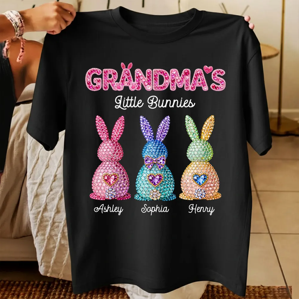 Personalized Grandma's Little Bunnies Classic Tee, Sparkly Easter Bunny Design, Unique Gift for Grandma - Image 6