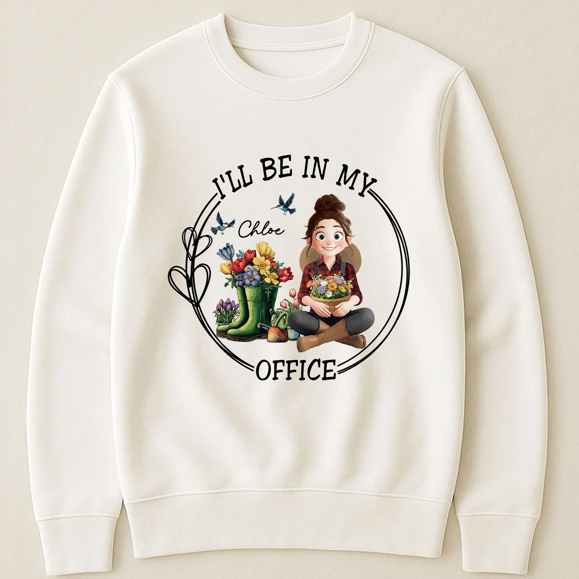 Personalized Gardener Classic Tee I'll Be In My Office Cute Cartoon Garden Scene - Unique Gift for Plant Lovers - Image 3