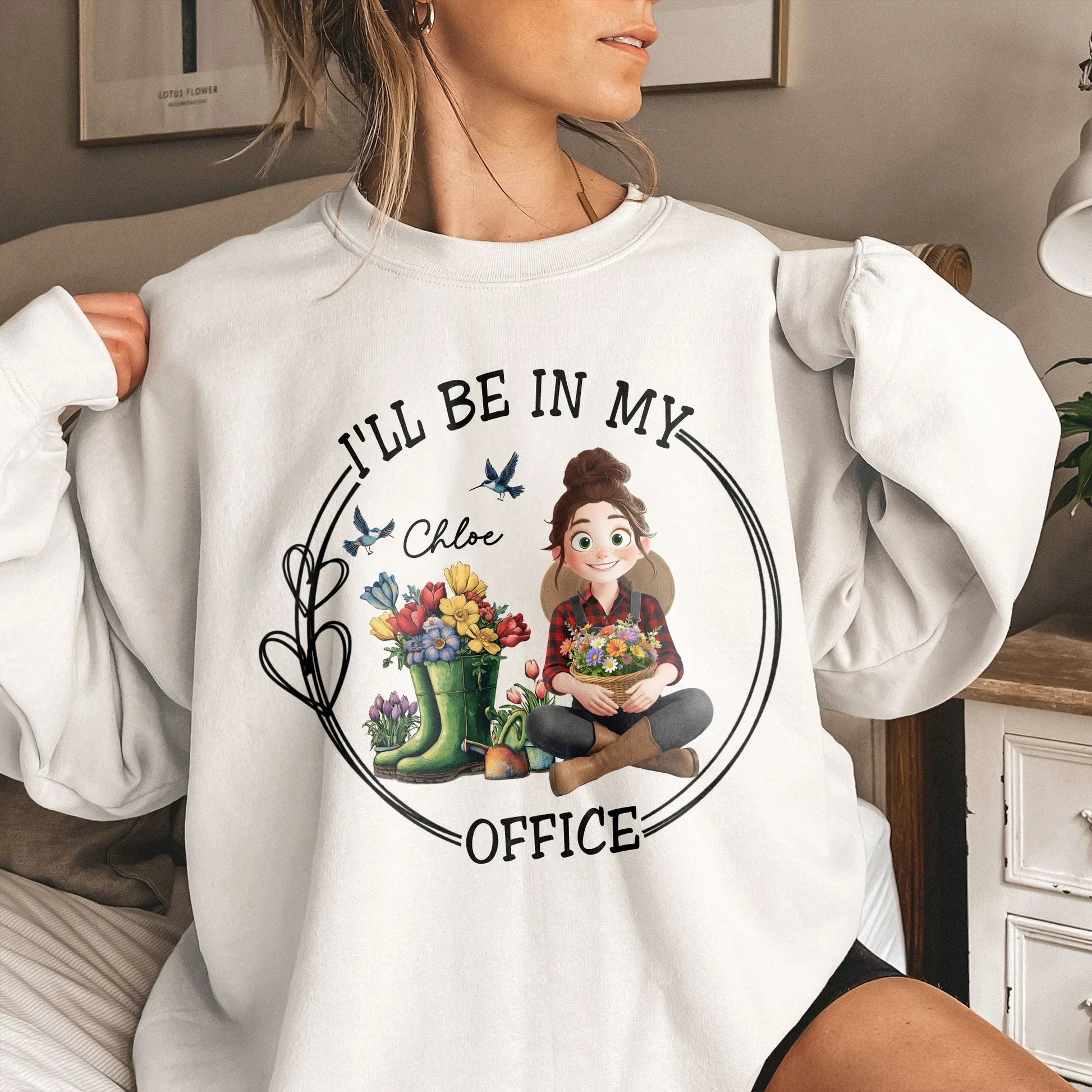 Personalized Gardener Classic Tee I'll Be In My Office Cute Cartoon Garden Scene - Unique Gift for Plant Lovers - Image 4