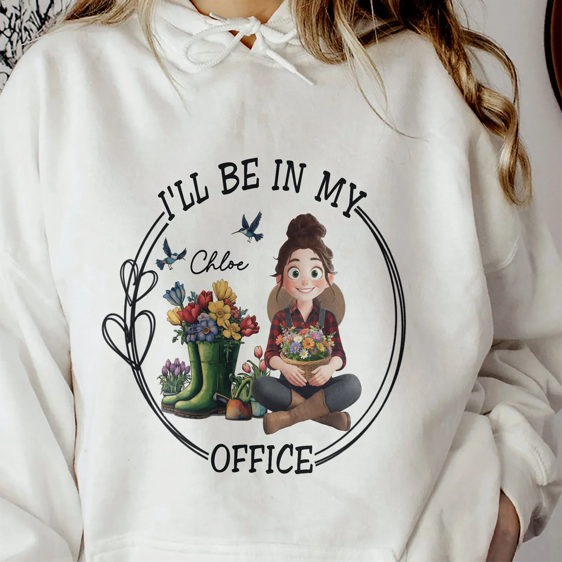 Personalized Gardener Classic Tee I'll Be In My Office Cute Cartoon Garden Scene - Unique Gift for Plant Lovers - Image 6