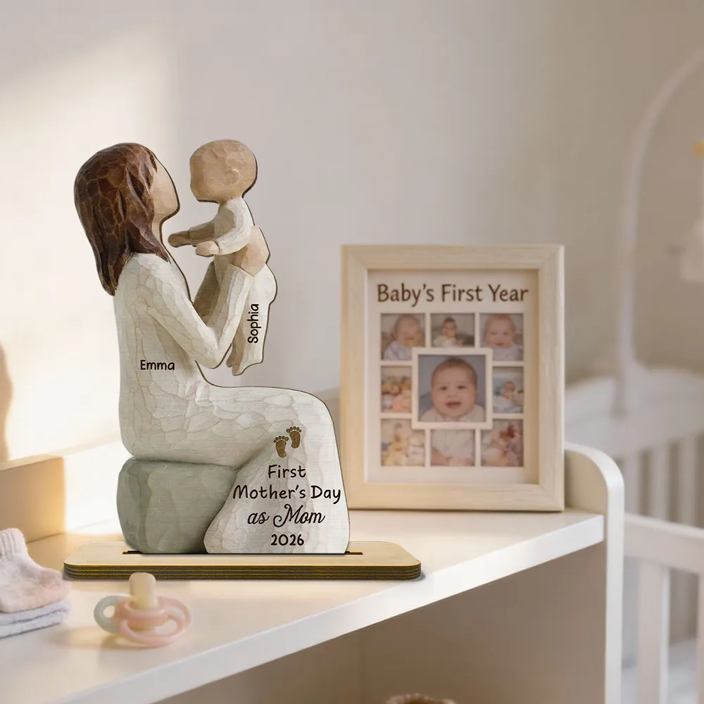 2-Layer Wooden Plaque Custom Grandma and Baby Figurine, Sweet Family Keepsake Decor, Heartfelt Gift for Grandma - Image 3